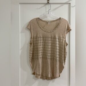 Splendid tan see-thru sleeveless top w/ silver lurex stripes (fair condition)